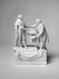 Charles-Gabriel Sauvage statue of Figure Group of Louis XVI and Benjamin Franklin, c. 1780–85,