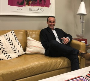 Luke Nikas, with Deborah Kass’s Vote Hillary (2016) on wall. Artwork © 2020 Deborah Kass/Artists Rights Society (ARS), New York