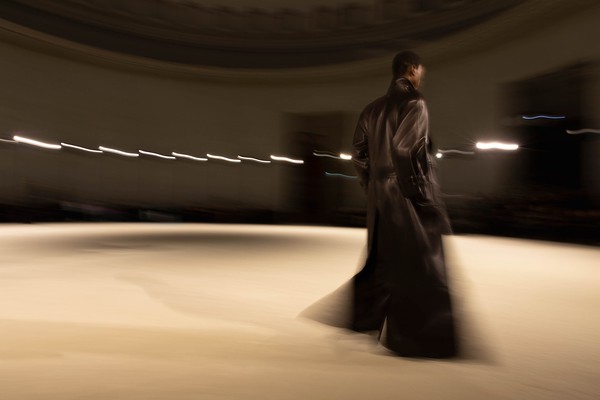 Fall 2023 Saint Laurent by Anthony Vaccarello Mens Runway Look 13 Long Super Soft Knit Coat