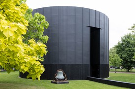 Photograph of Serpertine Pavilion designed by Theaster Gates © Theaster Gates Studio. Photo: Iwan Baan, courtesy: Serpentine