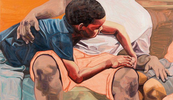 Jordan Casteel, Within Reach, 2019, oil on canvas, 35 × 60 inches (88.9 × 152.4 cm) © Jordan Casteel, courtesy the artist and Casey Kaplan, New York. Photo: Dario Lasagni