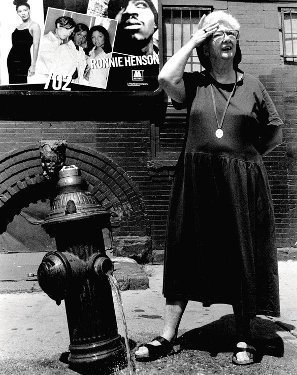 Rebecca Cammisa, Sister Helen on 142nd Street in Mott Haven, 1996, black and white silver print © Rebecca Cammisa