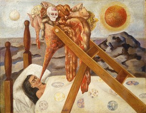 <p>Frida Kahlo, <em>Without Hope</em> (<em>Sin esperanza</em>), 1945, oil on canvas on Masonite, 11 × 14 ⅛ inches (28 × 36 cm) © Artist Rights Society (ARS), New York. Photo: Schalkwijk/Art Resource, New York</p>