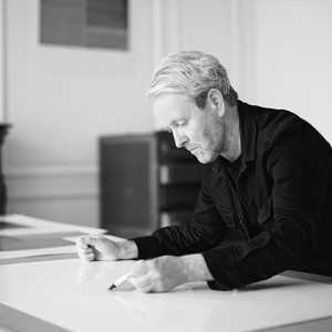 Black and white portrait of Ronan Bouroullec