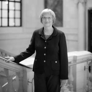 Black-and-white portrait of Drew Gilpin Faust