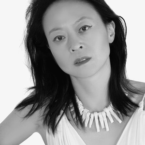 Black-and-white portrait of Young Kim