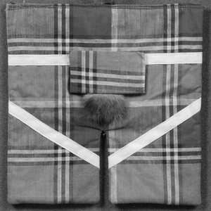 Black-and-white image of a plaid fabric
