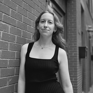 Black and white portrait of Alana Pockros