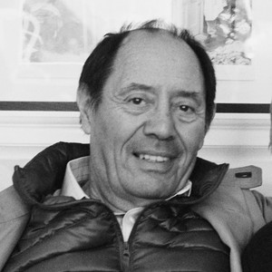 Black-and-white portrait of Claude Ruiz-Picasso