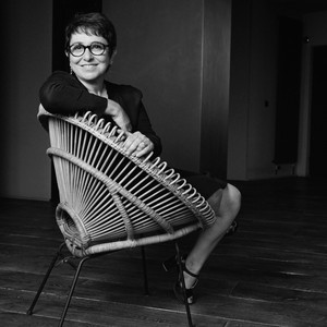 Black-and-white portrait of Brigitte Benkemoun