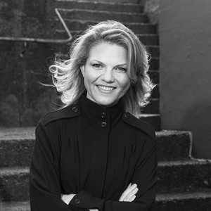 Black-and-white portrait of Solveig Øvstebø