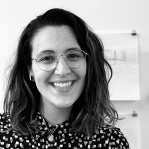 Black-and-white portrait of Gabriella Calandro