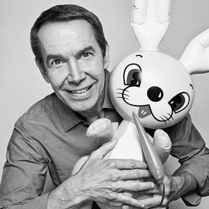 Black-and-white portrait of Jeff Koons