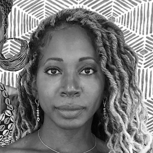 Black-and-white portrait of Bisa Butler