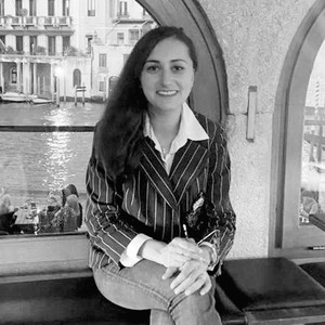 Black and white portrait of Stefania Ventra