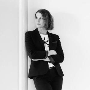 Black-and-white portrait of Clare McAndrew