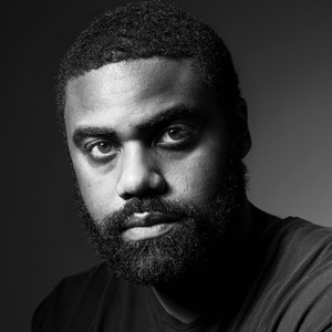 Black and white portrait of Kevin Beasley