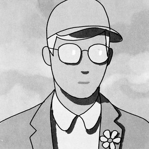 Black and white illustration of the artist Klaus Kremmerz