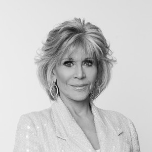 Black-and-white portrait of Jane Fonda