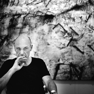 Black-and-white portrait of Anselm Kiefer