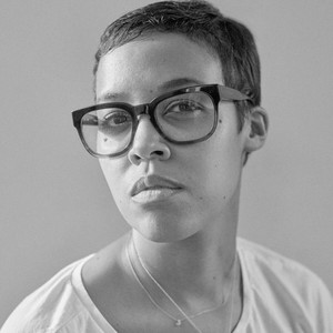 Black-and-white portrait of Jordan Casteel