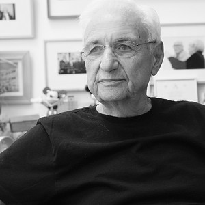 Black-and-white portrait of Frank Gehry