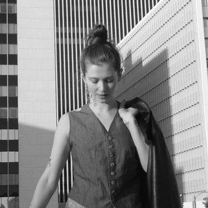 Black-and-white portrait of Fiona Duncan