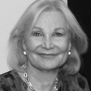 Black-and-white portrait of Sharon Flescher