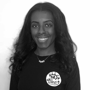Black-and-white portrait of Asmaa Walton