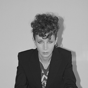 Black-and-white portrait of Miranda July