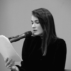 Black and white portrait of Jill Mulleady