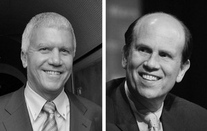Left: Larry Gagosian; right: Mike Milken