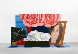 <p>Tom Wesselmann, <em>Still Life #59</em>, 1972, oil on shaped canvas and acrylic on carpet, in 5 parts plus carpet, overall dimensions: 105 ¼ × 190 ¾ × 83 inches (267.3 × 484.5 × 210.8 cm)</p>