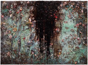 <p>Anselm Kiefer, <em>Aurora</em>, 2015–17, oil, emulsion, acrylic, shellac, and sediment of an electrolysis on canvas, 110 ¼ × 149 ⅝ × 3 ⅝ inches (280 × 380 × 9 cm)</p>