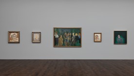 Installation view of the exhibition "Friends and Relations: Lucian Freud, Francis Bacon, Frank Auerbach, Michael Andrews"