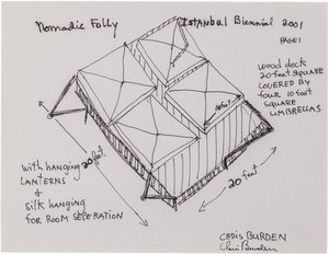 Drawings of instructions of how to assemble a sculpture