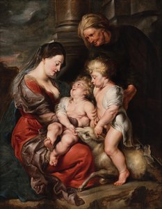 Realistic depiction of the Virgin and Christ Child with Saints Elizabeth and John the Baptist
