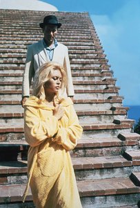 Michel Piccoli and Brigitte Bardot at Casa Malaparte on the set of Le Mépris (Contempt), Capri, Italy, c. 1963
