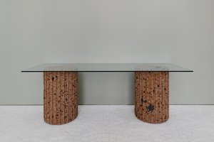 Glass and tuff desk conceived in 1941 by Curzio Malaparte
