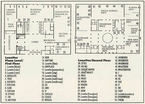 Map of the Miami-Dade Library with numbers matching a legend to show where the artworks are installed