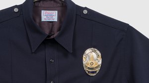 Detail of an oversize police uniform